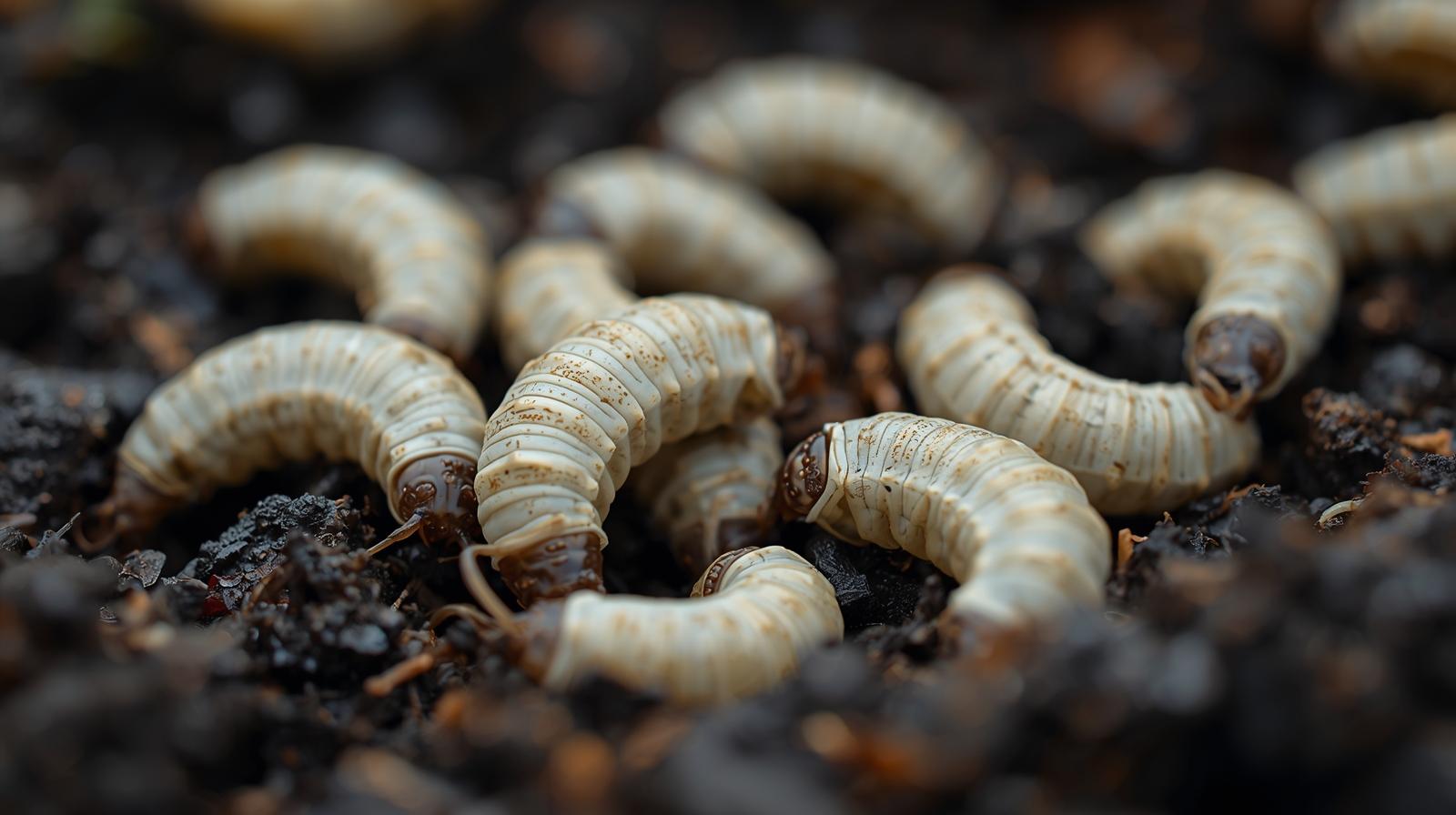 Lawn grubs feeding on grass roots
